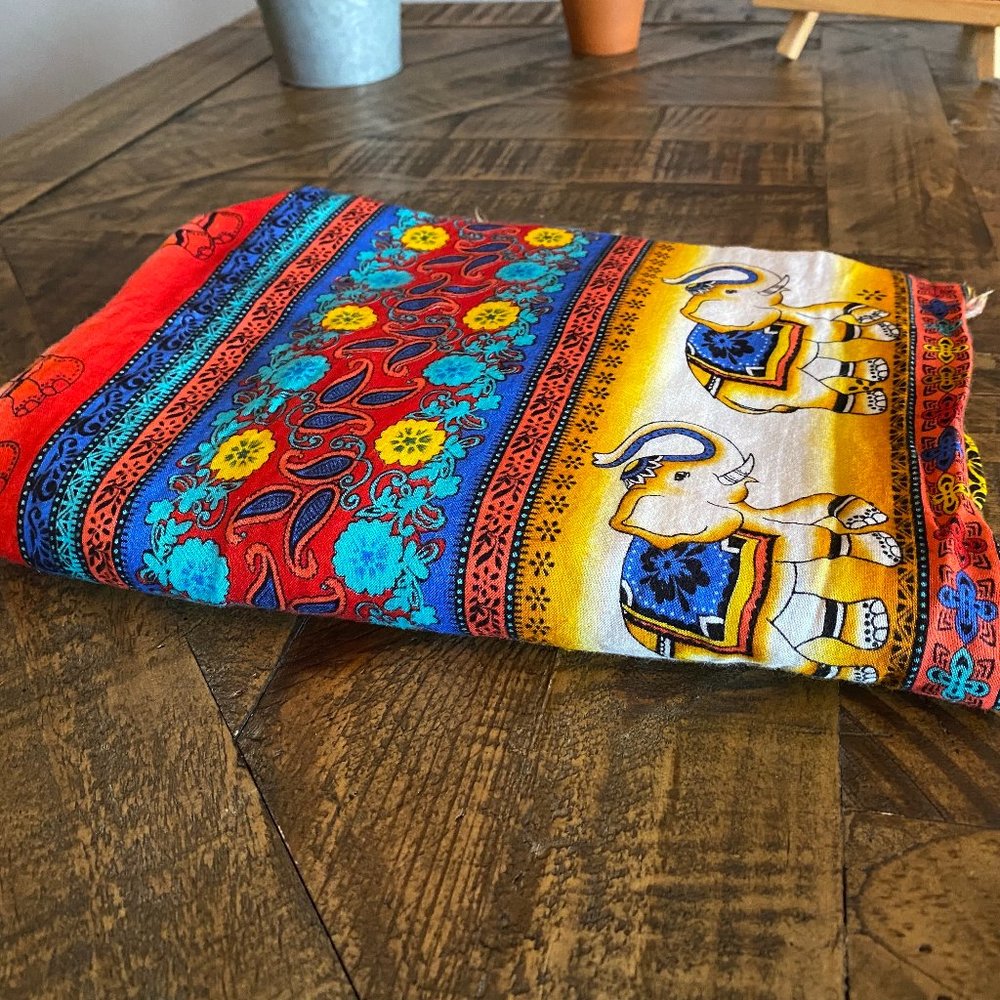 Red White Yellow Elephant Print Multi-Use | Wrap Dress, Sarong, Scarf, Tapestry